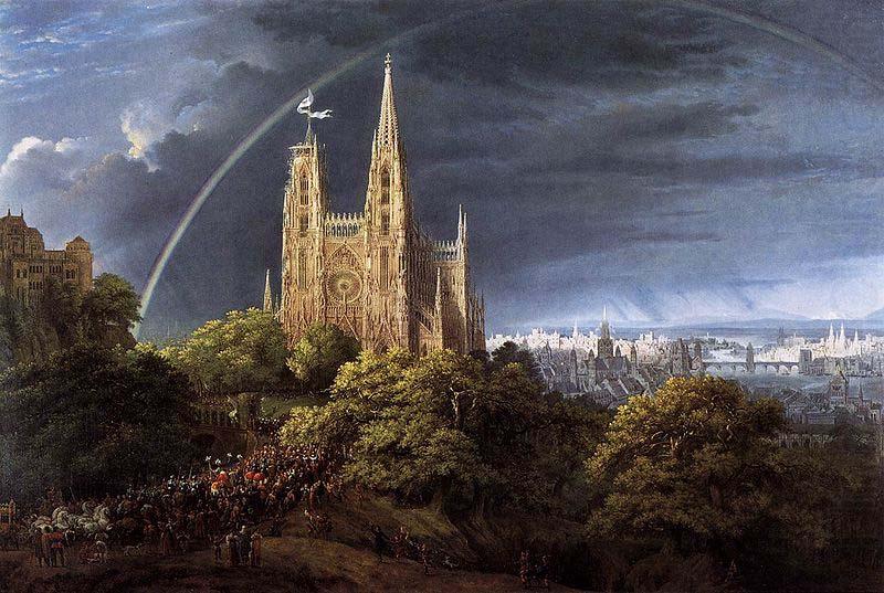 Karl friedrich schinkel Gothic Cathedral with Imperial Palace china oil painting image